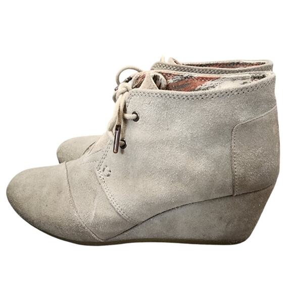 Toms Wedge Lace Up Bootie, Tan, Size 8.5 - Picture 3 of 7